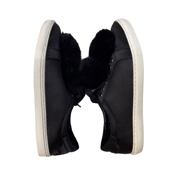 J/Slides NYC Alpha Satin Pom Poms Sneaker Black Lace Up Size 8.5 Platform - Picture 8 of 11